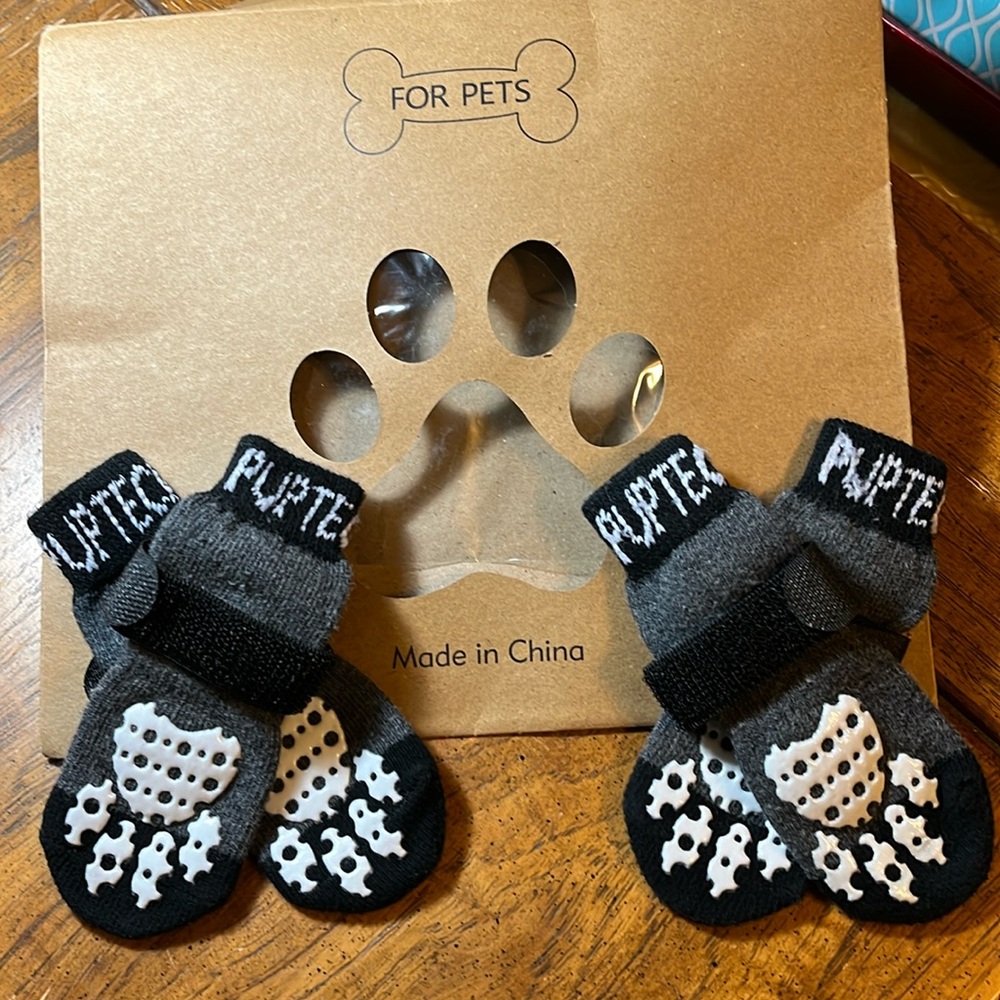 Pupteck Anti-Slip Dog Socks Sz Small - Black